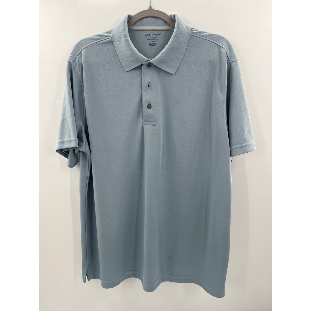 Architect Golf Performance Polo Shirt Mens Large‎ Blue Short Sleeve Textured